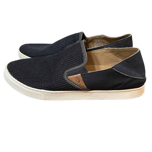 OluKai Pehuea Black Breathable Slip On Casual Shoes Size 11 Perforated Loafer - Picture 6 of 7